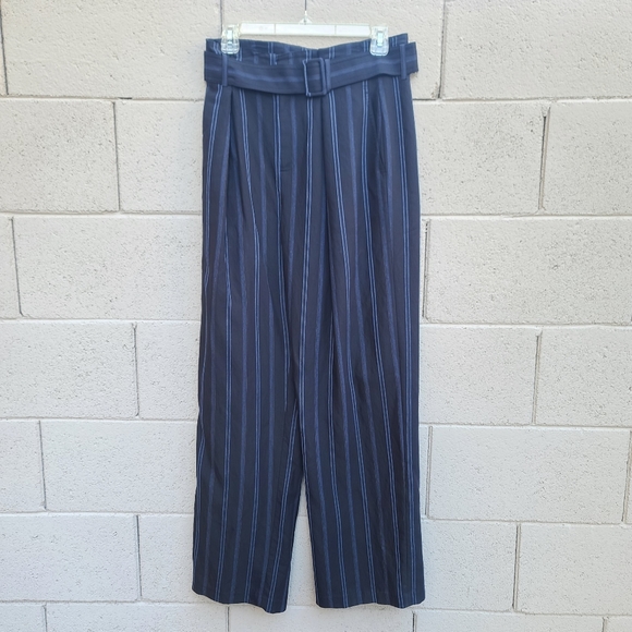 Vince | Dobby Stripe Belted Wide Leg Pants Size 4 - Picture 2 of 12
